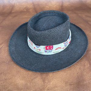Country Gentleman Wide Brim Panama Hat Golf Motif Band Black OSFM
